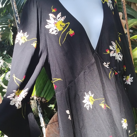Free people black floral dress medium - Picture 2 of 6